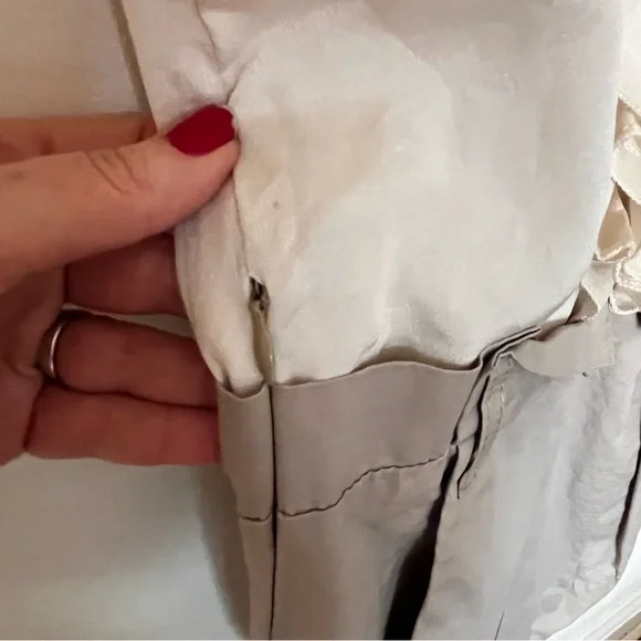 HaKa Ruffle Front Dress Neutral Two Tone Drop Waist Mini Cruel Intentions - Picture 6 of 10